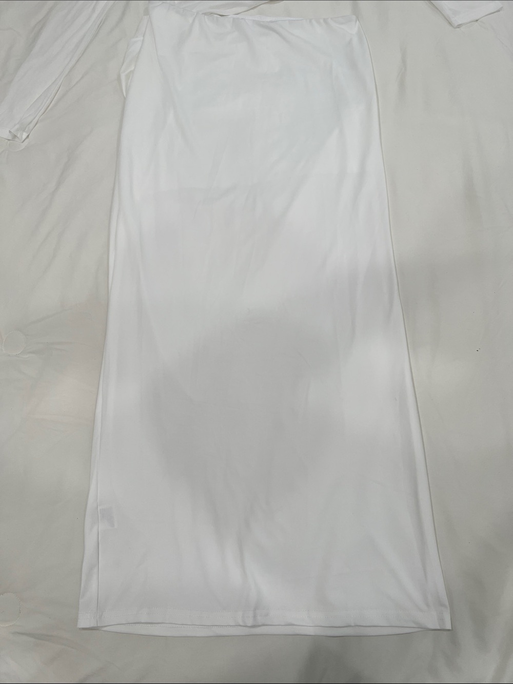 Off-Shoulder White Evening Gown with Sheer Bodice - Picture 5 of 5